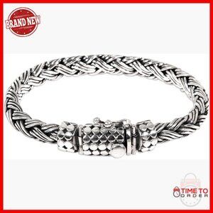 Sterling Silver Braided Chain Bracelet 8.25 Inches Friendship Gift